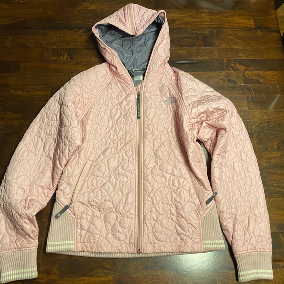Pink Quilted Puffy North Face Bomber style jacket - Picture 2 of 10